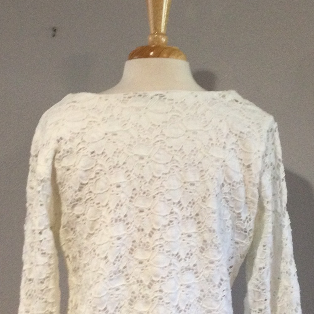 Cynthia Max White Lined Lace Overlay Blouse Size XL - Picture 9 of 16